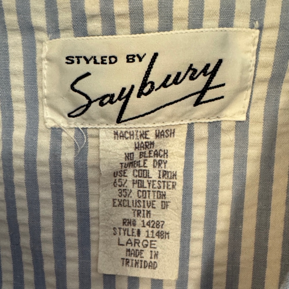Crisp Seersucker Vintage Caftan/House Coat - Picture 2 of 6
